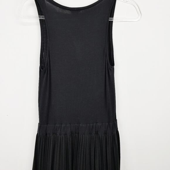 𝅺Club Monaco Black Sleeveless Cotton‎ Knit Maxi Dress Pleated Skirt Size Small - Picture 5 of 9